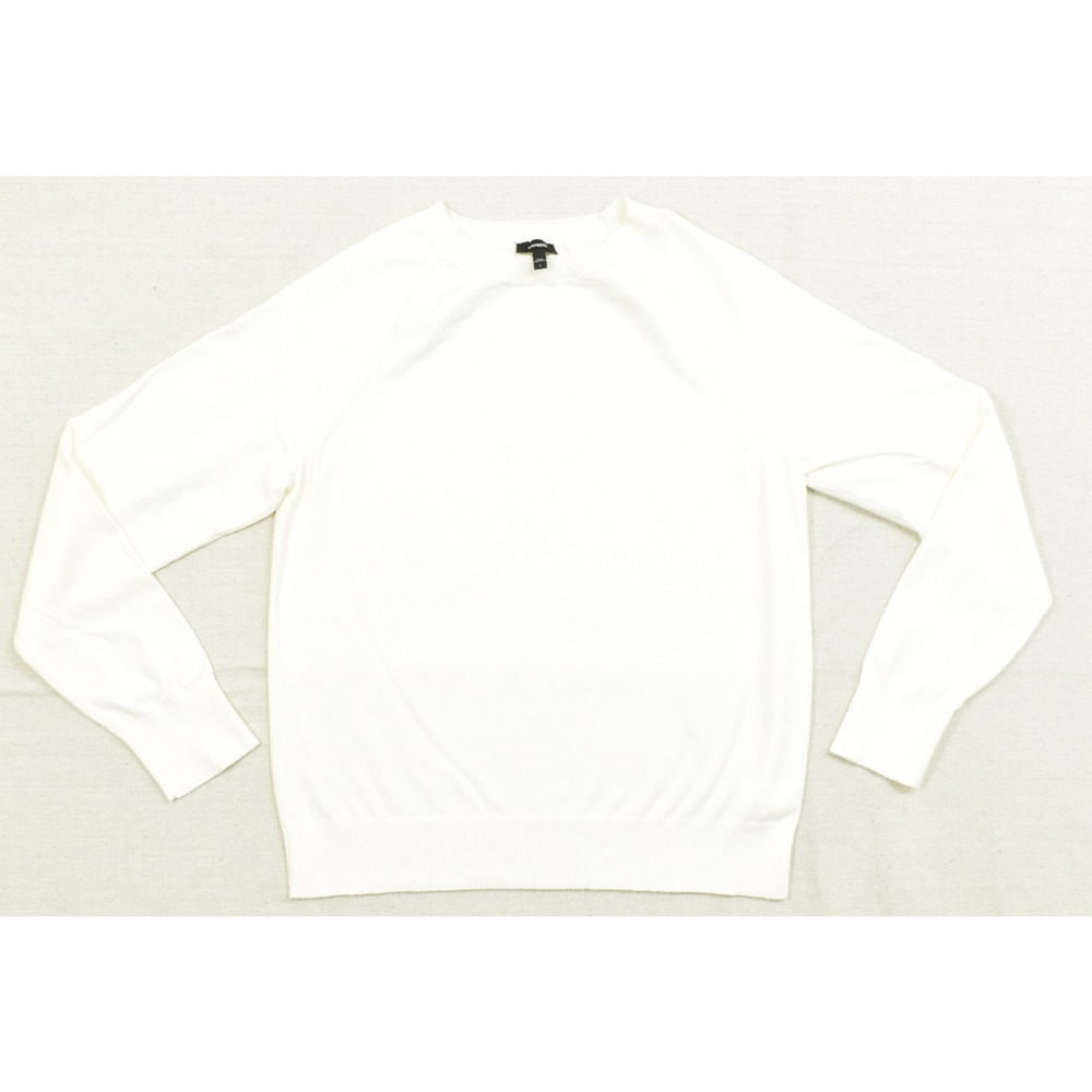 Express Men's Sweater Size Large Ivory White Raglan Long Sleeve Crewneck Knit Pu